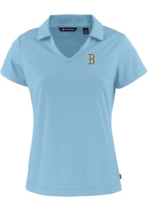 Cutter and Buck Boston Red Sox Womens Light Blue City Connect Daybreak V Neck Short Sleeve Polo ..