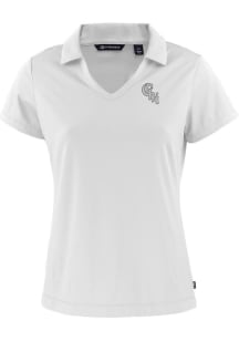 Cutter and Buck Chicago White Sox Womens White City Connect Daybreak V Neck Short Sleeve Polo Sh..