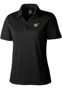 Cutter and Buck Washington Nationals Womens Black City Connect Drytec Genre Short Sleeve Polo Sh..