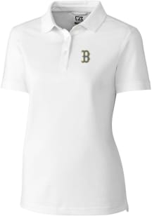 Cutter and Buck Boston Red Sox Womens White City Connect Advantage Short Sleeve Polo Shirt