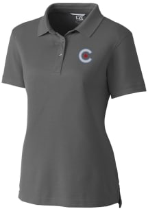 Cutter and Buck Chicago Cubs Womens Grey City Connect Advantage Short Sleeve Polo Shirt