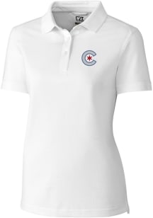 Cutter and Buck Chicago Cubs Womens White City Connect Advantage Short Sleeve Polo Shirt
