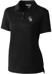 Cutter and Buck Colorado Rockies Womens Black City Connect Advantage Short Sleeve Polo Shirt
