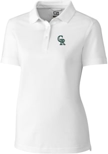 Cutter and Buck Colorado Rockies Womens White City Connect Advantage Short Sleeve Polo Shirt