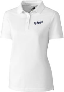 Cutter and Buck Los Angeles Dodgers Womens White City Connect Advantage Short Sleeve Polo Shirt
