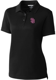 Cutter and Buck San Diego Padres Womens Black City Connect Advantage Short Sleeve Polo Shirt