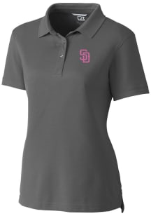 Cutter and Buck San Diego Padres Womens Grey City Connect Advantage Short Sleeve Polo Shirt