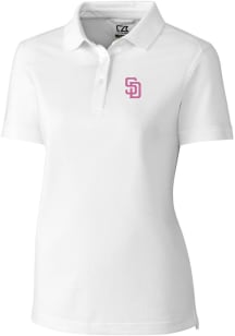 Cutter and Buck San Diego Padres Womens White City Connect Advantage Short Sleeve Polo Shirt