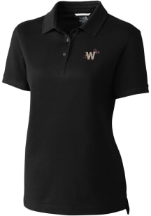 Cutter and Buck Washington Nationals Womens Black City Connect Advantage Short Sleeve Polo Shirt