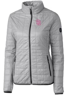 Cutter and Buck San Diego Padres Womens Grey City Connect Rainier PrimaLoft Filled Jacket