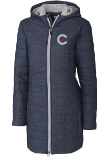 Cutter and Buck Chicago Cubs Womens Grey City Connect Rainier PrimaLoft Long Filled Jacket