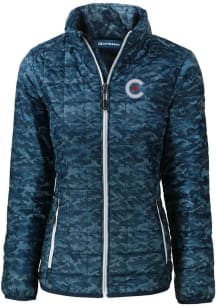 Cutter and Buck Chicago Cubs Womens Navy Blue City Connect Rainier PrimaLoft Printed Filled Jack..