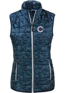 Cutter and Buck Chicago Cubs Womens Navy Blue City Connect Rainier PrimaLoft Printed Vest