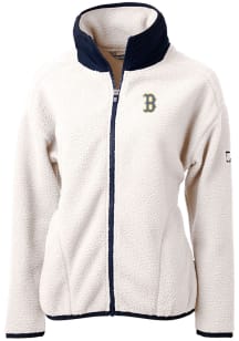 Cutter and Buck Boston Red Sox Womens White City Connect Cascade Sherpa Long Sleeve Full Zip Jac..