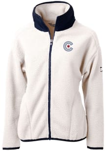 Cutter and Buck Chicago Cubs Womens White City Connect Cascade Sherpa Long Sleeve Full Zip Jacke..