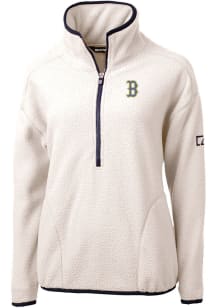 Cutter and Buck Boston Red Sox Womens White City Connect Cascade Sherpa 1/4 Zip Pullover
