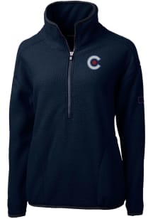 Cutter and Buck Chicago Cubs Womens Navy Blue City Connect Cascade Sherpa 1/4 Zip Pullover