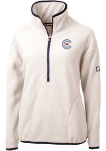 Cutter and Buck Chicago Cubs Womens White City Connect Cascade Sherpa 1/4 Zip Pullover