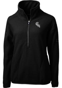 Cutter and Buck Chicago White Sox Womens Black City Connect Cascade Sherpa 1/4 Zip Pullover
