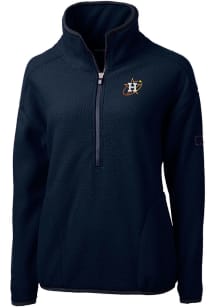 Cutter and Buck Houston Astros Womens Navy Blue City Connect Cascade Sherpa 1/4 Zip Pullover