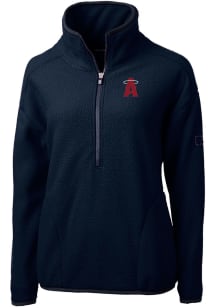 Cutter and Buck Los Angeles Angels Womens Navy Blue City Connect Cascade Sherpa 1/4 Zip Pullover