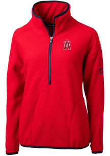 Cutter and Buck Los Angeles Angels Womens Red City Connect Cascade Sherpa 1/4 Zip Pullover