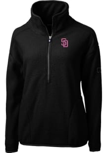 Cutter and Buck San Diego Padres Womens Black City Connect Cascade Sherpa 1/4 Zip Pullover