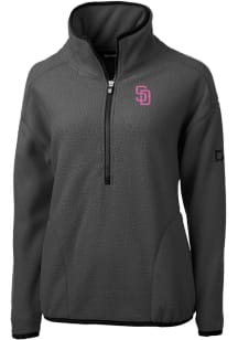 Cutter and Buck San Diego Padres Womens Grey City Connect Cascade Sherpa 1/4 Zip Pullover