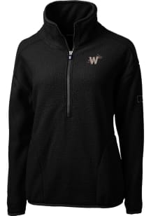 Cutter and Buck Washington Nationals Womens Black City Connect Cascade Sherpa 1/4 Zip Pullover