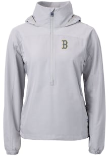 Cutter and Buck Boston Red Sox Womens Grey Charter Eco Long Sleeve Pullover