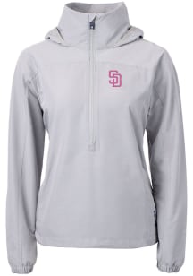 Cutter and Buck San Diego Padres Womens Grey Charter Eco Long Sleeve Pullover