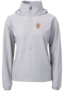 Cutter and Buck San Francisco Giants Womens Grey Charter Eco Long Sleeve Pullover