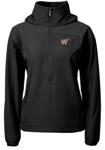 Cutter and Buck Washington Nationals Womens Black City Connect Charter Eco Long Sleeve Pullover