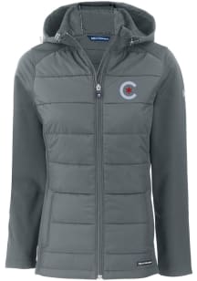 Cutter and Buck Chicago Cubs Womens Grey City Connect Evoke Hood Heavy Weight Jacket