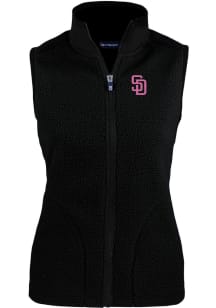 Cutter and Buck San Diego Padres Womens Black Cascade Sherpa Vest