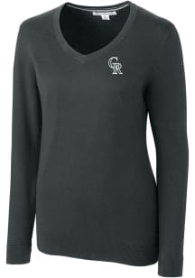 Cutter and Buck Colorado Rockies Womens Charcoal Lakemont Long Sleeve Sweater