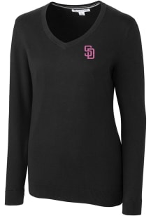 Cutter and Buck San Diego Padres Womens Black Lakemont Long Sleeve Sweater