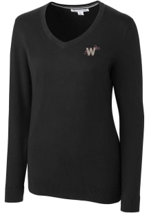 Cutter and Buck Washington Nationals Womens Black Lakemont Long Sleeve Sweater
