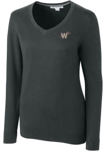 Cutter and Buck Washington Nationals Womens Charcoal Lakemont Long Sleeve Sweater