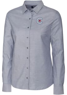Cutter and Buck Chicago Cubs Womens Stretch Oxford Long Sleeve Charcoal Dress Shirt