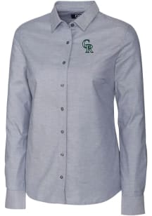 Cutter and Buck Colorado Rockies Womens Stretch Oxford Long Sleeve Charcoal Dress Shirt