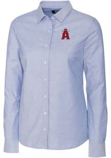 Cutter and Buck Los Angeles Angels Womens Stretch Oxford Long Sleeve Light Blue Dress Shirt