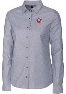 Cutter and Buck Miami Marlins Womens Stretch Oxford Long Sleeve Charcoal Dress Shirt