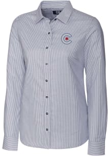 Cutter and Buck Chicago Cubs Womens Stretch Oxford Long Sleeve Charcoal Dress Shirt