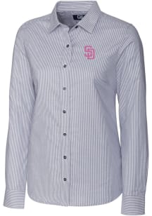 Cutter and Buck San Diego Padres Womens Stretch Oxford Long Sleeve Charcoal Dress Shirt
