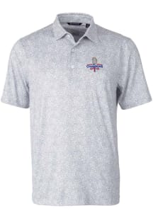 Cutter and Buck Texas Rangers Mens Grey 2023 World Series Champions Pike Short Sleeve Polo