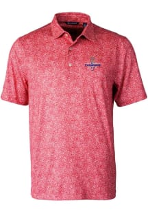 Cutter and Buck Texas Rangers Mens Red 2023 World Series Champions Pike Short Sleeve Polo