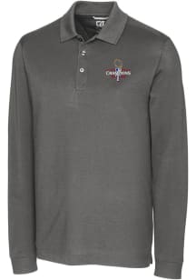 Cutter and Buck Texas Rangers Mens Grey 2023 World Series Champions Advantage Long Sleeve Polo S..