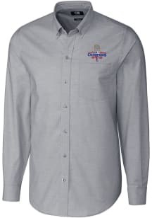 Cutter and Buck Texas Rangers Mens Charcoal 2023 World Series Champions Stretch Oxford Long Slee..