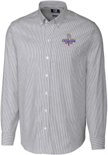 Cutter and Buck Texas Rangers Mens Charcoal 2023 World Series Champions Stretch Oxford Stripe Lo..